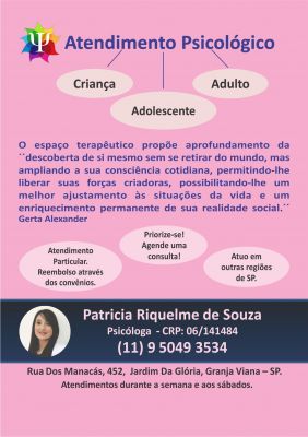 Psicologa Patricia Riquelme - Atendimento Presencial e Online